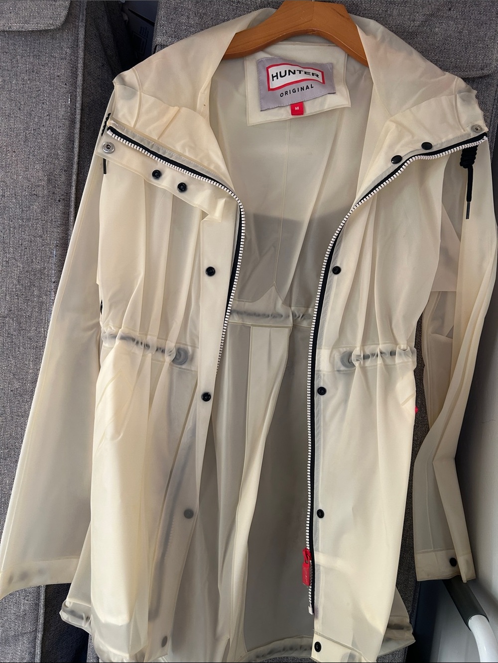 Hunter Original Cream Transparent Rain Trench Coat